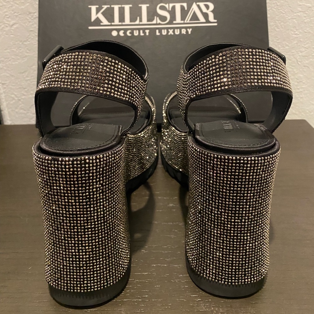 Killstar 🖤 Black Sparkle ✨ Night Queen 👩🏼🎤Platform Sandals 👡 ✨ - Picture 5 of 10
